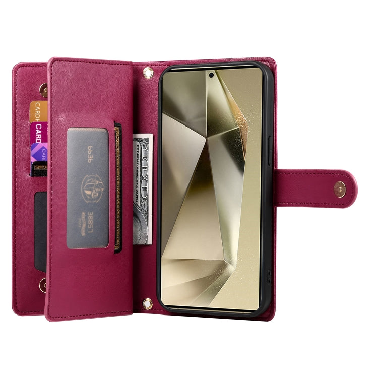 Custodia per cellulare in pelle con nove scomparti per carte e cerniera, For Samsung Galaxy S24 Ultra 5G, For Samsung Galaxy S24+ 5G, For Samsung Galaxy S24 5G, For Samsung Galaxy S23 FE 5G