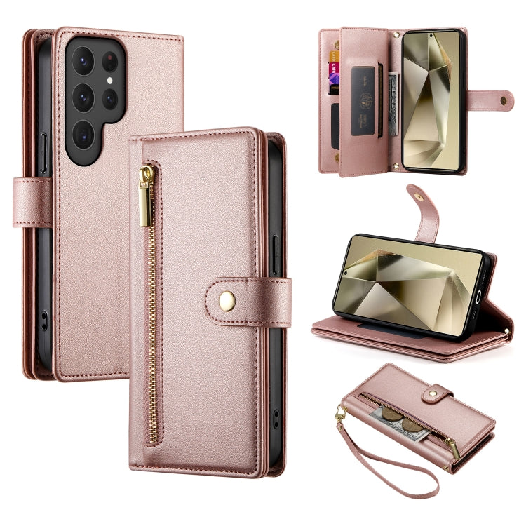 Custodia per cellulare in pelle con nove scomparti per carte e cerniera, For Samsung Galaxy S24 Ultra 5G, For Samsung Galaxy S24+ 5G, For Samsung Galaxy S24 5G, For Samsung Galaxy S23 FE 5G