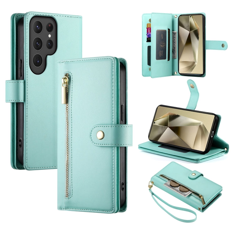 Custodia per cellulare in pelle con nove scomparti per carte e cerniera, For Samsung Galaxy S24 Ultra 5G, For Samsung Galaxy S24+ 5G, For Samsung Galaxy S24 5G, For Samsung Galaxy S23 FE 5G