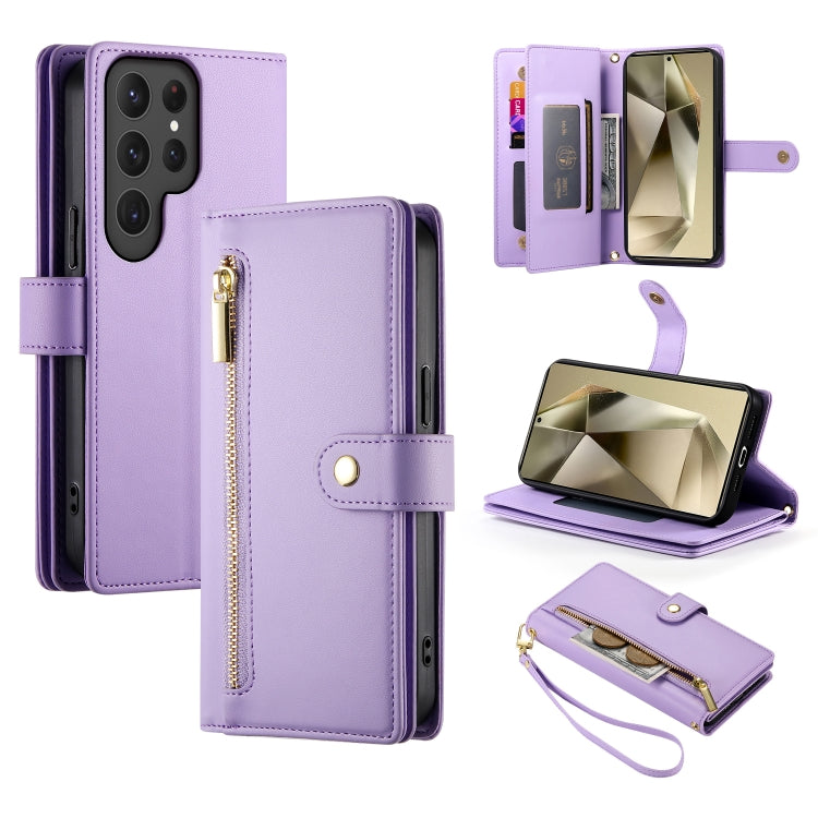 Custodia per cellulare in pelle con nove scomparti per carte e cerniera, For Samsung Galaxy S24 Ultra 5G, For Samsung Galaxy S24+ 5G, For Samsung Galaxy S24 5G, For Samsung Galaxy S23 FE 5G