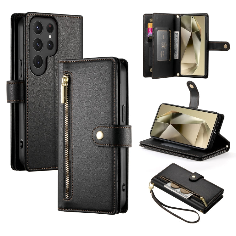 Custodia per cellulare in pelle con nove scomparti per carte e cerniera, For Samsung Galaxy S24 Ultra 5G, For Samsung Galaxy S24+ 5G, For Samsung Galaxy S24 5G, For Samsung Galaxy S23 FE 5G