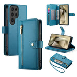 Custodia per cellulare in pelle con nove scomparti per carte e cerniera, For Samsung Galaxy S24 Ultra 5G, For Samsung Galaxy S24+ 5G, For Samsung Galaxy S24 5G, For Samsung Galaxy S23 FE 5G