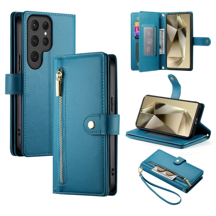Custodia per cellulare in pelle con nove scomparti per carte e cerniera, For Samsung Galaxy S24 Ultra 5G, For Samsung Galaxy S24+ 5G, For Samsung Galaxy S24 5G, For Samsung Galaxy S23 FE 5G