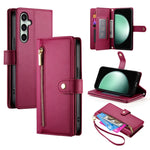 Custodia per cellulare in pelle con nove scomparti per carte e cerniera, For Samsung Galaxy S26 5G, For Samsung Galaxy S25 FE 5G, For Samsung Galaxy S25 Edge 5G, For Samsung Galaxy S24 FE 5G