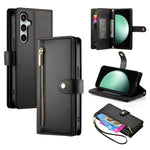 Custodia per cellulare in pelle con nove scomparti per carte e cerniera, For Samsung Galaxy S26 5G, For Samsung Galaxy S25 FE 5G, For Samsung Galaxy S25 Edge 5G, For Samsung Galaxy S24 FE 5G