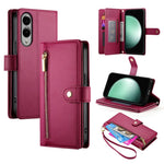 Custodia per cellulare in pelle con nove scomparti per carte e cerniera, For Samsung Galaxy S26 5G, For Samsung Galaxy S25 FE 5G, For Samsung Galaxy S25 Edge 5G, For Samsung Galaxy S24 FE 5G