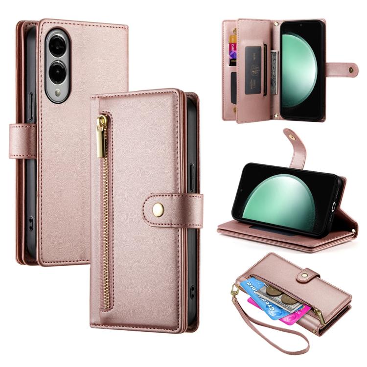 Custodia per cellulare in pelle con nove scomparti per carte e cerniera, For Samsung Galaxy S26 5G, For Samsung Galaxy S25 FE 5G, For Samsung Galaxy S25 Edge 5G, For Samsung Galaxy S24 FE 5G