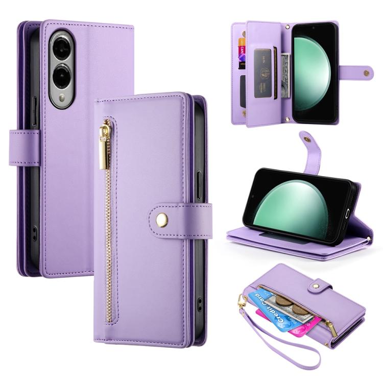 Custodia per cellulare in pelle con nove scomparti per carte e cerniera, For Samsung Galaxy S26 5G, For Samsung Galaxy S25 FE 5G, For Samsung Galaxy S25 Edge 5G, For Samsung Galaxy S24 FE 5G