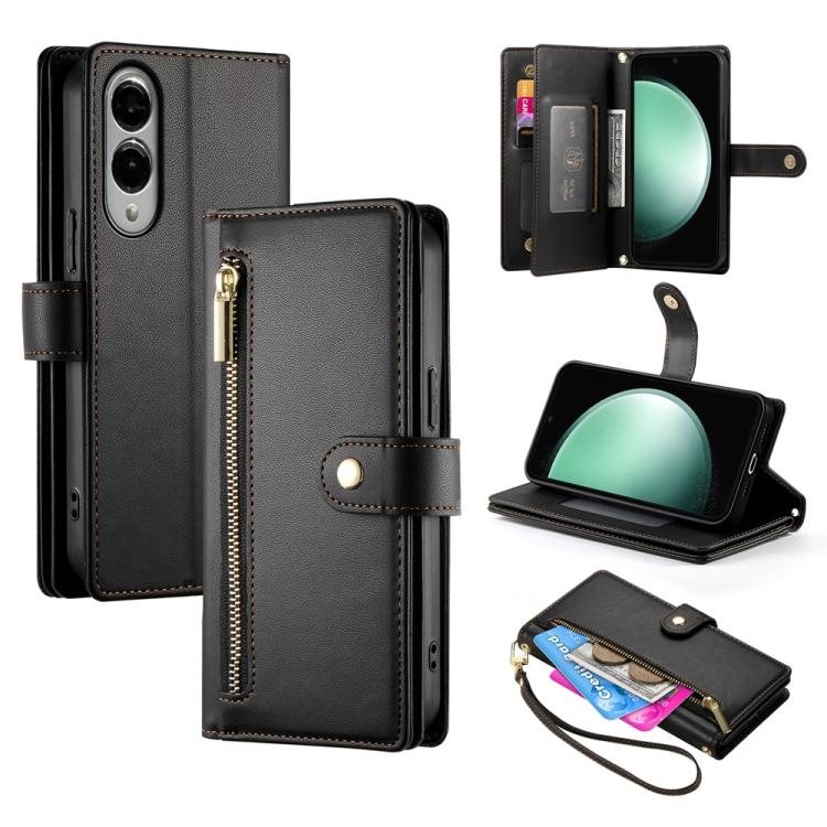 Custodia per cellulare in pelle con nove scomparti per carte e cerniera, For Samsung Galaxy S26 5G, For Samsung Galaxy S25 FE 5G, For Samsung Galaxy S25 Edge 5G, For Samsung Galaxy S24 FE 5G