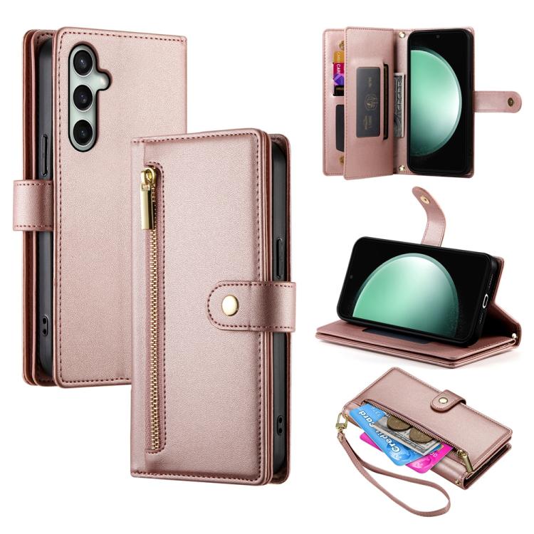 Custodia per cellulare in pelle con nove scomparti per carte e cerniera, For Samsung Galaxy S26 5G, For Samsung Galaxy S25 FE 5G, For Samsung Galaxy S25 Edge 5G, For Samsung Galaxy S24 FE 5G