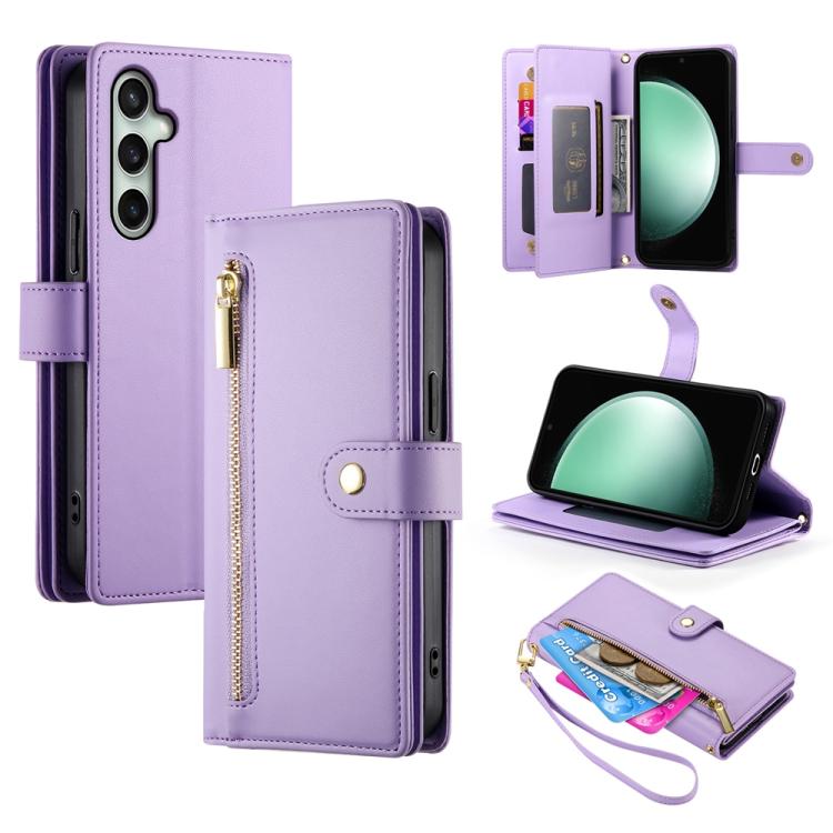Custodia per cellulare in pelle con nove scomparti per carte e cerniera, For Samsung Galaxy S26 5G, For Samsung Galaxy S25 FE 5G, For Samsung Galaxy S25 Edge 5G, For Samsung Galaxy S24 FE 5G