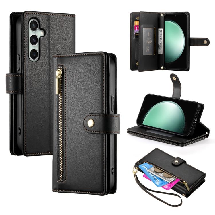 Custodia per cellulare in pelle con nove scomparti per carte e cerniera, For Samsung Galaxy S26 5G, For Samsung Galaxy S25 FE 5G, For Samsung Galaxy S25 Edge 5G, For Samsung Galaxy S24 FE 5G