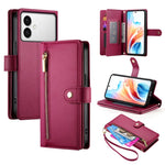 Custodia per cellulare in pelle con nove scomparti per carte e cerniera, For Galaxy S26 FE 5G, For Samsung Galaxy S26+ 5G, For Samsung Galaxy S26 Edge 5G, For Samsung Galaxy S26 Ultra 5G