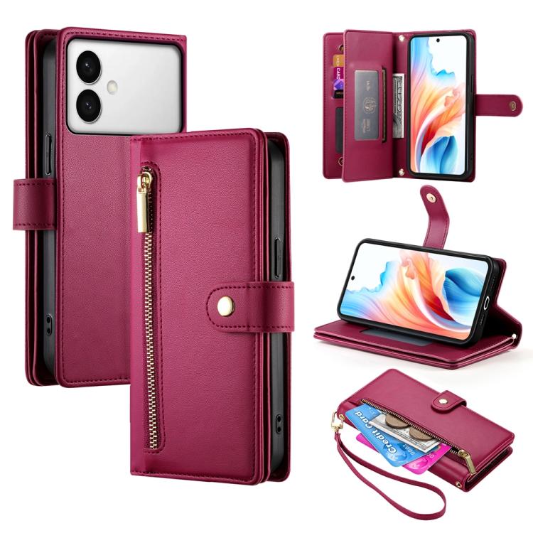 Custodia per cellulare in pelle con nove scomparti per carte e cerniera, For Galaxy S26 FE 5G, For Samsung Galaxy S26+ 5G, For Samsung Galaxy S26 Edge 5G, For Samsung Galaxy S26 Ultra 5G