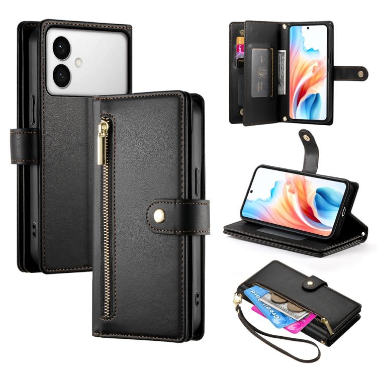 Custodia per cellulare in pelle con nove scomparti per carte e cerniera, For Galaxy S26 FE 5G, For Samsung Galaxy S26+ 5G, For Samsung Galaxy S26 Edge 5G, For Samsung Galaxy S26 Ultra 5G