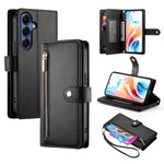 Custodia per cellulare in pelle con nove scomparti per carte e cerniera, For Galaxy S26 FE 5G, For Samsung Galaxy S26+ 5G, For Samsung Galaxy S26 Edge 5G, For Samsung Galaxy S26 Ultra 5G