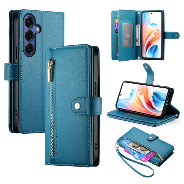 Custodia per cellulare in pelle con nove scomparti per carte e cerniera, For Galaxy S26 FE 5G, For Samsung Galaxy S26+ 5G, For Samsung Galaxy S26 Edge 5G, For Samsung Galaxy S26 Ultra 5G