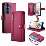 Custodia per cellulare in pelle con nove scomparti per carte e cerniera, For Samsung Galaxy S26 5G, For Samsung Galaxy S25 FE 5G, For Samsung Galaxy S25 Edge 5G, For Samsung Galaxy S24 FE 5G