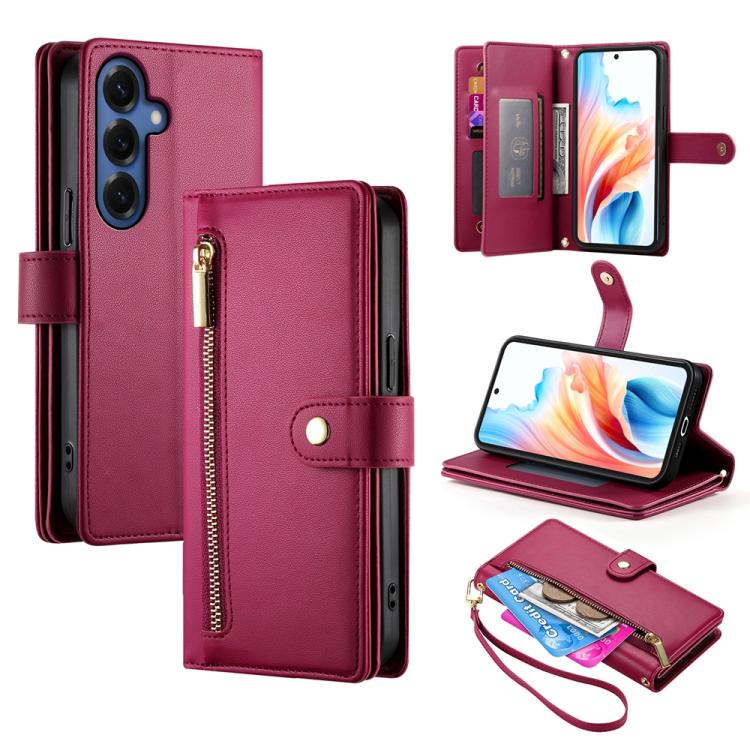 Custodia per cellulare in pelle con nove scomparti per carte e cerniera, For Samsung Galaxy S26 5G, For Samsung Galaxy S25 FE 5G, For Samsung Galaxy S25 Edge 5G, For Samsung Galaxy S24 FE 5G