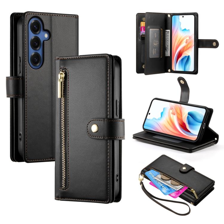 Custodia per cellulare in pelle con nove scomparti per carte e cerniera, For Samsung Galaxy S26 5G, For Samsung Galaxy S25 FE 5G, For Samsung Galaxy S25 Edge 5G, For Samsung Galaxy S24 FE 5G