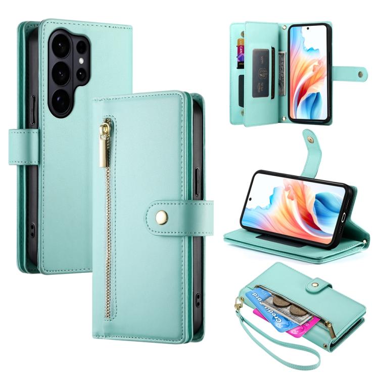 Custodia per cellulare in pelle con nove scomparti per carte e cerniera, For Galaxy S26 FE 5G, For Samsung Galaxy S26+ 5G, For Samsung Galaxy S26 Edge 5G, For Samsung Galaxy S26 Ultra 5G