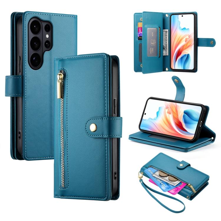 Custodia per cellulare in pelle con nove scomparti per carte e cerniera, For Galaxy S26 FE 5G, For Samsung Galaxy S26+ 5G, For Samsung Galaxy S26 Edge 5G, For Samsung Galaxy S26 Ultra 5G