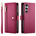 Custodia per cellulare in pelle con nove scomparti per carte e cerniera, For Galaxy S26 FE 5G, For Samsung Galaxy S26+ 5G, For Samsung Galaxy S26 Edge 5G, For Samsung Galaxy S26 Ultra 5G