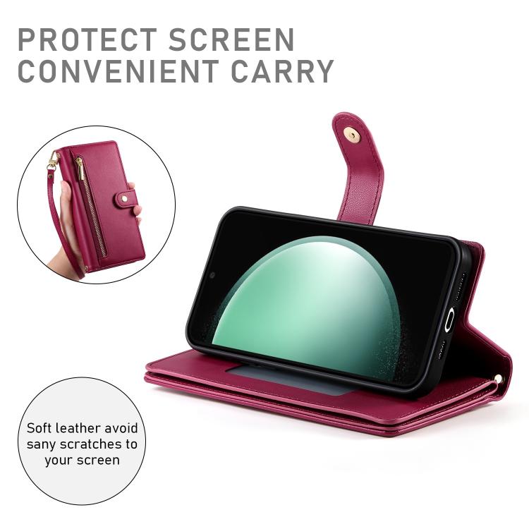 Custodia per cellulare in pelle con nove scomparti per carte e cerniera, For Galaxy S26 FE 5G, For Samsung Galaxy S26+ 5G, For Samsung Galaxy S26 Edge 5G, For Samsung Galaxy S26 Ultra 5G