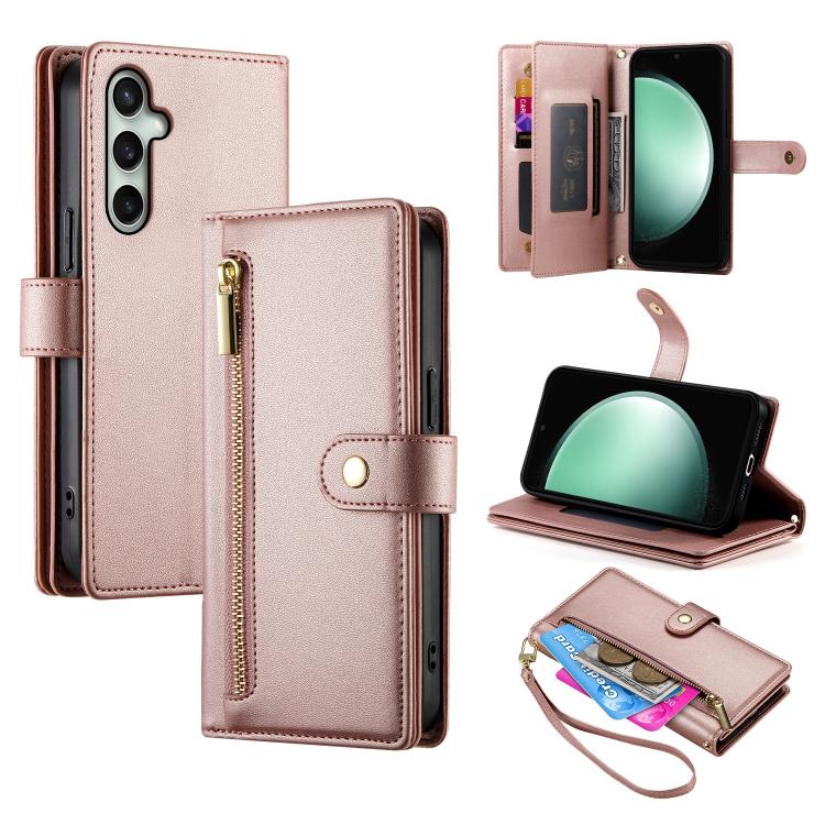 Custodia per cellulare in pelle con nove scomparti per carte e cerniera, For Galaxy S26 FE 5G, For Samsung Galaxy S26+ 5G, For Samsung Galaxy S26 Edge 5G, For Samsung Galaxy S26 Ultra 5G