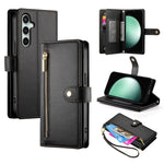 Custodia per cellulare in pelle con nove scomparti per carte e cerniera, For Galaxy S26 FE 5G, For Samsung Galaxy S26+ 5G, For Samsung Galaxy S26 Edge 5G, For Samsung Galaxy S26 Ultra 5G