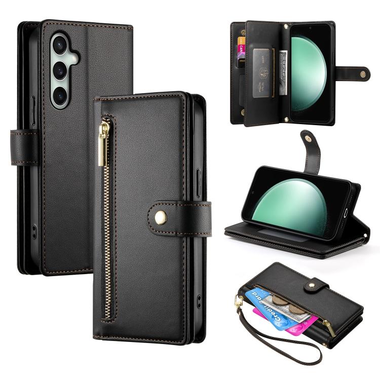 Custodia per cellulare in pelle con nove scomparti per carte e cerniera, For Galaxy S26 FE 5G, For Samsung Galaxy S26+ 5G, For Samsung Galaxy S26 Edge 5G, For Samsung Galaxy S26 Ultra 5G
