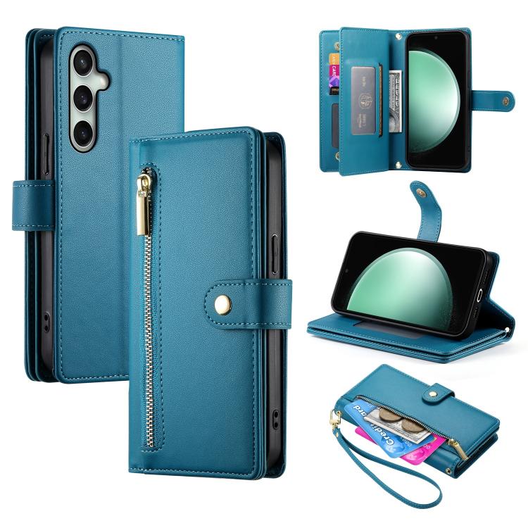 Custodia per cellulare in pelle con nove scomparti per carte e cerniera, For Galaxy S26 FE 5G, For Samsung Galaxy S26+ 5G, For Samsung Galaxy S26 Edge 5G, For Samsung Galaxy S26 Ultra 5G