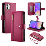Portafoglio con cerniera e nove scomparti per carte di credito, custodia in pelle per telefono, For Samsung Galaxy A55, For Samsung Galaxy A35, For Samsung Galaxy A15, For Samsung Galaxy A05