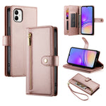 Portafoglio con cerniera e nove scomparti per carte di credito, custodia in pelle per telefono, For Samsung Galaxy A55, For Samsung Galaxy A35, For Samsung Galaxy A15, For Samsung Galaxy A05