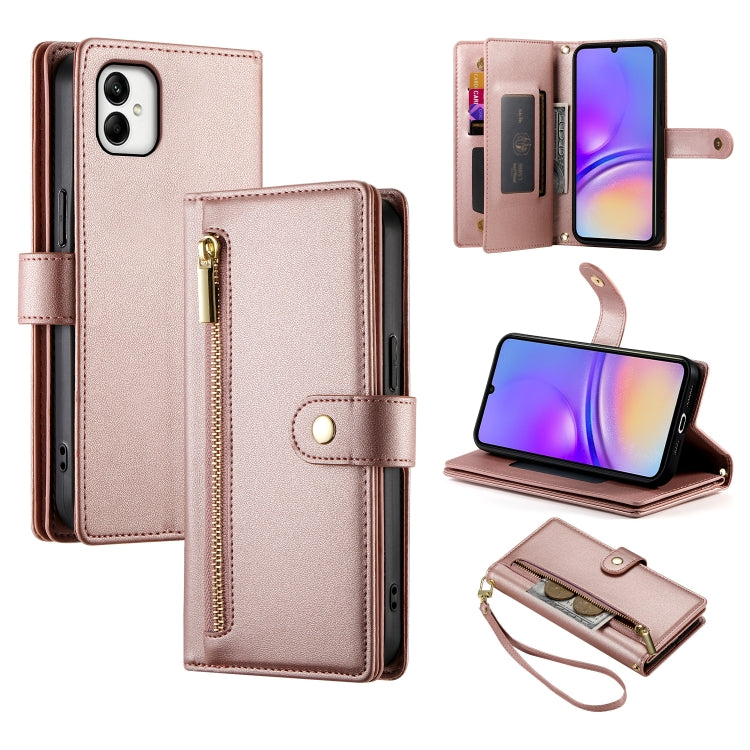 Portafoglio con cerniera e nove scomparti per carte di credito, custodia in pelle per telefono, For Samsung Galaxy A55, For Samsung Galaxy A35, For Samsung Galaxy A15, For Samsung Galaxy A05