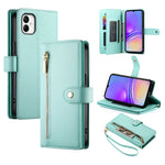 Portafoglio con cerniera e nove scomparti per carte di credito, custodia in pelle per telefono, For Samsung Galaxy A55, For Samsung Galaxy A35, For Samsung Galaxy A15, For Samsung Galaxy A05