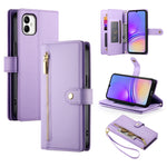 Portafoglio con cerniera e nove scomparti per carte di credito, custodia in pelle per telefono, For Samsung Galaxy A55, For Samsung Galaxy A35, For Samsung Galaxy A15, For Samsung Galaxy A05