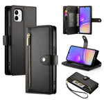 Portafoglio con cerniera e nove scomparti per carte di credito, custodia in pelle per telefono, For Samsung Galaxy A55, For Samsung Galaxy A35, For Samsung Galaxy A15, For Samsung Galaxy A05