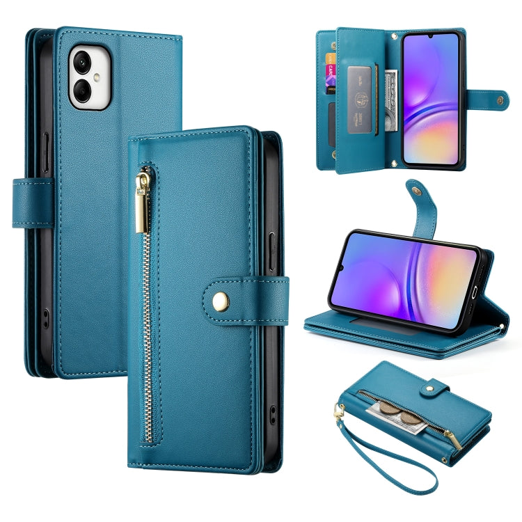 Portafoglio con cerniera e nove scomparti per carte di credito, custodia in pelle per telefono, For Samsung Galaxy A55, For Samsung Galaxy A35, For Samsung Galaxy A15, For Samsung Galaxy A05