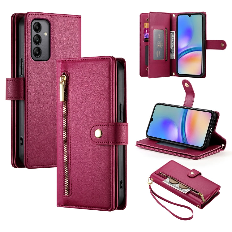 Portafoglio con cerniera e nove scomparti per carte di credito, custodia in pelle per telefono, For Samsung Galaxy A05s, For Samsung Galaxy A24 4G, For Samsung Galaxy A23 5G / 4G, For Samsung Galaxy A14 5G / 4G