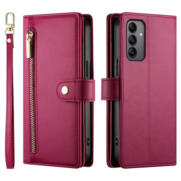 Portafoglio con cerniera e nove scomparti per carte di credito, custodia in pelle per telefono, For Samsung Galaxy A05s, For Samsung Galaxy A24 4G, For Samsung Galaxy A23 5G / 4G, For Samsung Galaxy A14 5G / 4G