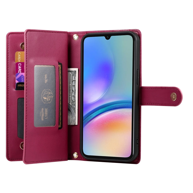 Portafoglio con cerniera e nove scomparti per carte di credito, custodia in pelle per telefono, For Samsung Galaxy A05s, For Samsung Galaxy A24 4G, For Samsung Galaxy A23 5G / 4G, For Samsung Galaxy A14 5G / 4G