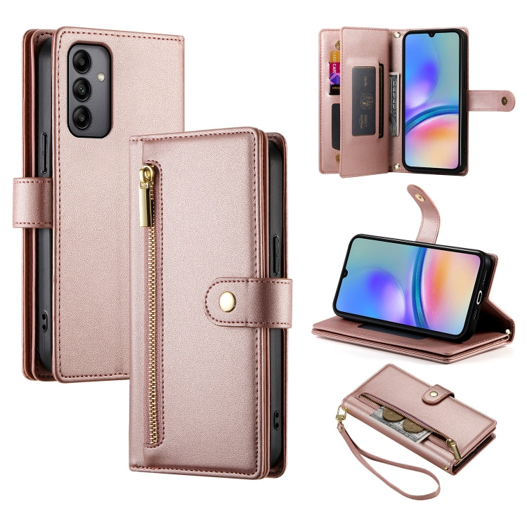 Portafoglio con cerniera e nove scomparti per carte di credito, custodia in pelle per telefono, For Samsung Galaxy A05s, For Samsung Galaxy A24 4G, For Samsung Galaxy A23 5G / 4G, For Samsung Galaxy A14 5G / 4G