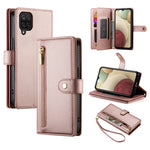 Portafoglio con cerniera e nove scomparti per carte di credito, custodia in pelle per telefono, For Samsung Galaxy A22 4G, For Samsung Galaxy A32 4G, For Samsung Galaxy A72 5G / 4G, For Samsung Galaxy A12 / M12