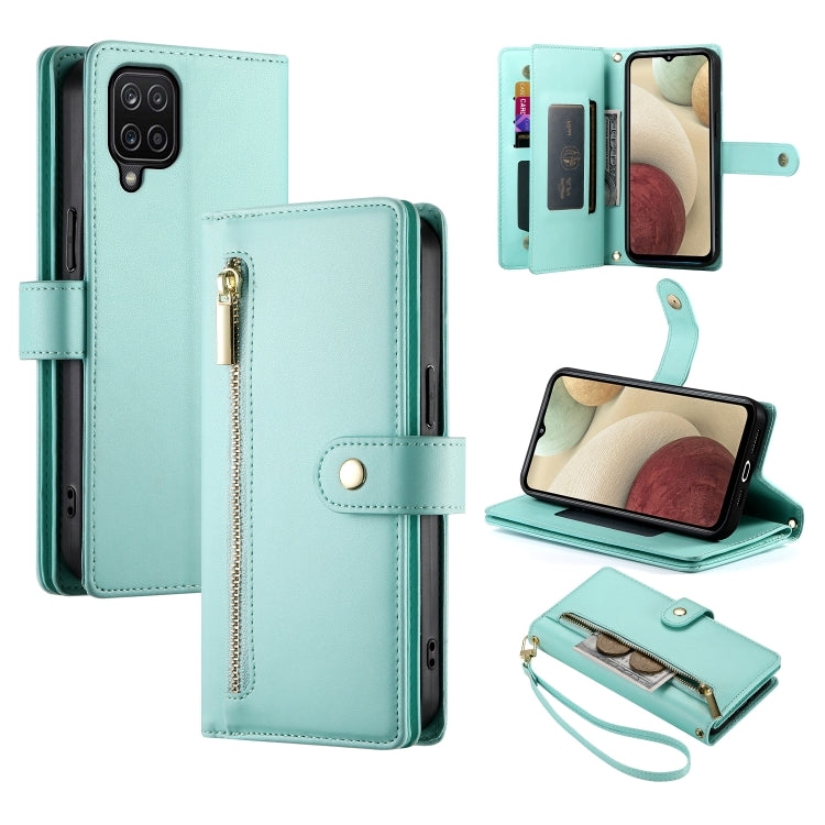 Portafoglio con cerniera e nove scomparti per carte di credito, custodia in pelle per telefono, For Samsung Galaxy A22 4G, For Samsung Galaxy A32 4G, For Samsung Galaxy A72 5G / 4G, For Samsung Galaxy A12 / M12