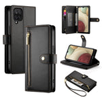 Portafoglio con cerniera e nove scomparti per carte di credito, custodia in pelle per telefono, For Samsung Galaxy A22 4G, For Samsung Galaxy A32 4G, For Samsung Galaxy A72 5G / 4G, For Samsung Galaxy A12 / M12