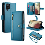 Portafoglio con cerniera e nove scomparti per carte di credito, custodia in pelle per telefono, For Samsung Galaxy A22 4G, For Samsung Galaxy A32 4G, For Samsung Galaxy A72 5G / 4G, For Samsung Galaxy A12 / M12