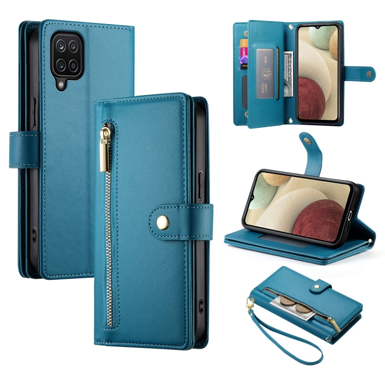 Portafoglio con cerniera e nove scomparti per carte di credito, custodia in pelle per telefono, For Samsung Galaxy A22 4G, For Samsung Galaxy A32 4G, For Samsung Galaxy A72 5G / 4G, For Samsung Galaxy A12 / M12