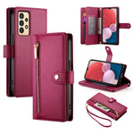 Portafoglio con cerniera e nove scomparti per carte di credito, custodia in pelle per telefono, For Samsung Galaxy A34 5G, For Samsung Galaxy A54 5G, For Samsung Galaxy A13 5G / 4G, For Samsung Galaxy A04s / A04 / M13