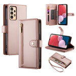 Portafoglio con cerniera e nove scomparti per carte di credito, custodia in pelle per telefono, For Samsung Galaxy A34 5G, For Samsung Galaxy A54 5G, For Samsung Galaxy A13 5G / 4G, For Samsung Galaxy A04s / A04 / M13